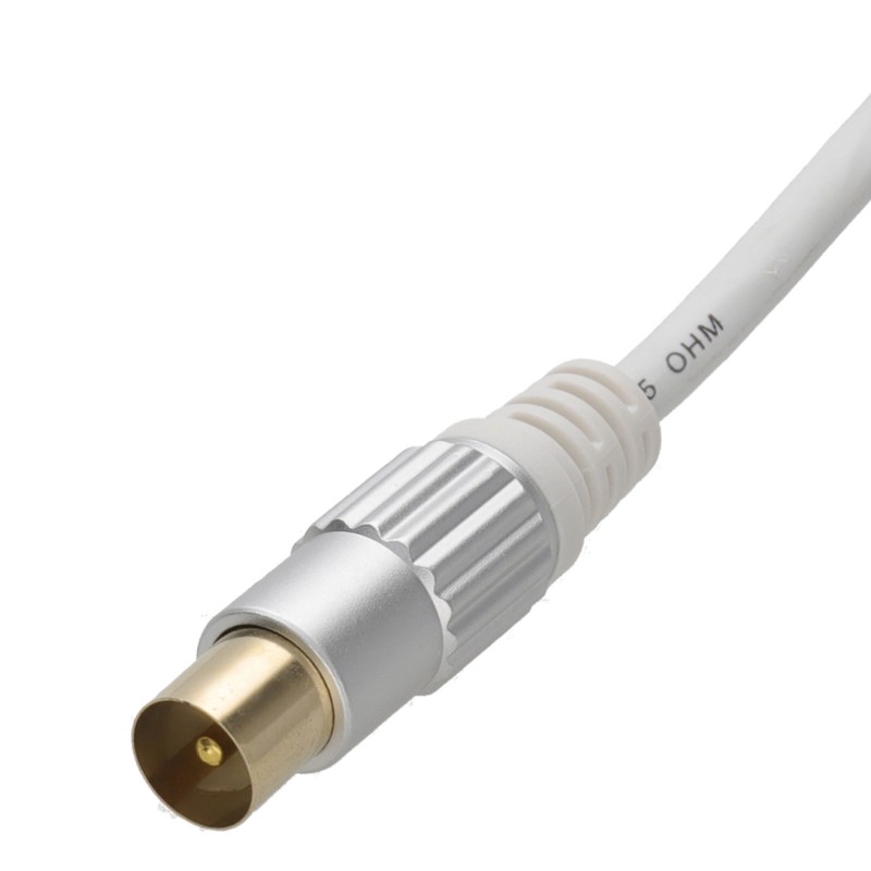 Antenna cable TV-Video M/F white angled 10m for Antenna