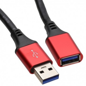 Hot Metal USB 3.0 SuperSpeed Cable Extension Lead A Plug to Female Socket Red 1m