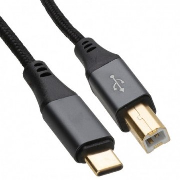 PRO Metal USB-C to Printer Cable Lead Type-C Plug to B Male Braided 2m