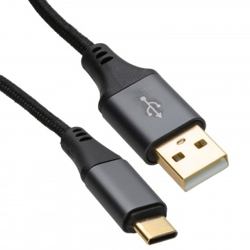 PRO Metal USB A to USB-C Type C Plug Braided Data and Charge Cable 0.5m 50cm