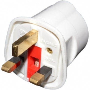 Schuko 2 Pin Euro Plug Socket to 13A 3 Pin UK Plug Adapter White