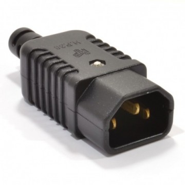 Heavy Duty Rewireable IEC C14 Kettle Lead Male Inline Plug 10A 230V Black