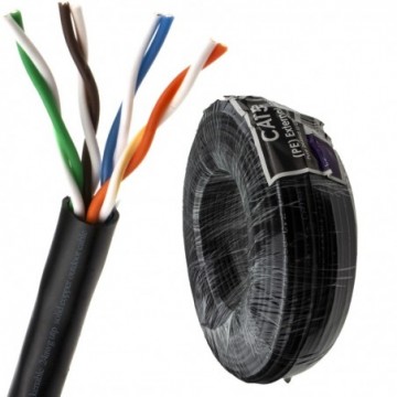 External CAT5e Outdoor Use COPPER Ethernet Network Cable Reel UTP  50m Black