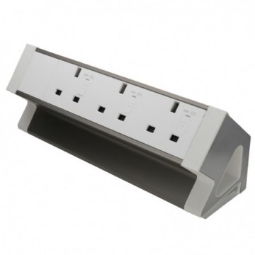 Office Desk Table Mountable PDU 3 x UK Mains Socket Outlets Power POD White