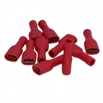 Female Spade Push On Crimp HI-FI/Speaker Terminals 12Am 6.3mm Red [10 Pack]