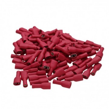 Female Spade Push On Crimp HI-FI/Speaker Terminals 12Am 6.3mm Red [100 Pack]