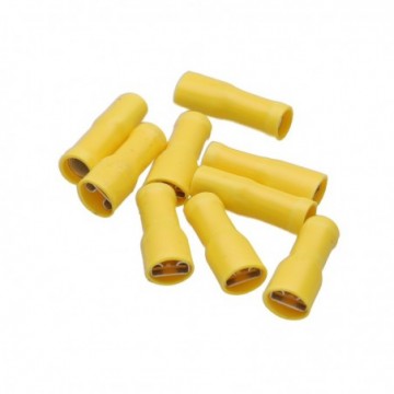 Female Spade Push On Crimp HI-FI/Speaker Terminals 20Am 6.3mm Yellow [10 Pack]