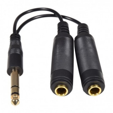 6.35mm Stereo Jack Splitter Audio Cable 1/4inch Plug to 2x Sockets TRS 0.2m 20cm