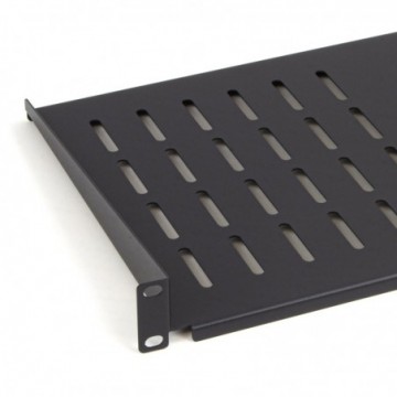 Vented Fixed Cantilever Shelf 1U 250mm Deep Black for 19 inch Data Cabinet Rack