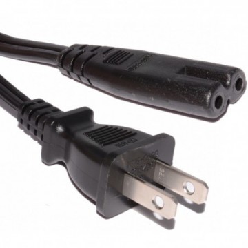 Power Cord - US 2 Pin Plug to C7 Lead Figure of Eight Fig 8 Cable 2m