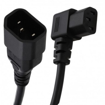 Power Extension Cable Right Angle C13 IEC Male to Female C14 UPS Lead 2m Black