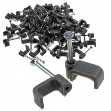 FLAT Grey 10mm Cable Clips for 2.5mm2 Twin & Earth Cables  [100 Pack]