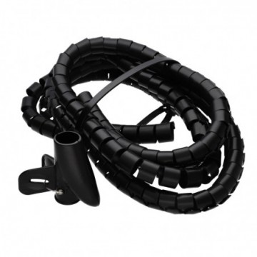 Spiral Cable Tidy Kit 12-70mm Cables Home/Office PE Black 2m & Quick-Fit Tool