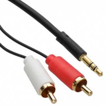 Slimline 3.5mm Stereo AUX Jack Plug to Twin RCA Phono Red White Audio Cable 10m