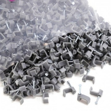 FLAT Grey 10mm Cable Clips for 2.5mm2 Twin & Earth Cables Contractor [1000 Pack]