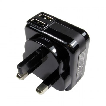 Dual USB UK Mains Wall Charger for Tablet Mobile Phone 2.1A 5V