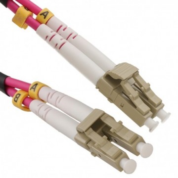 OM4 Heather/Erika Violet Fibre Optic LC Duplex MM 50 125 Patch LSZH Cable   0.5m