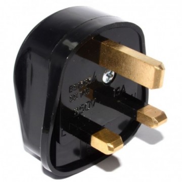 13A UK Mains Power Plug Black Quickfit Cord Grip 3 Pin 13 Amp