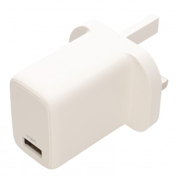 kenable USB Type A 12W Charger for Mobile Phone 5V 2.4Amp UK Mains Plug White