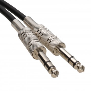 High Quality Stereo Jack 6.35mm Metal Plug to Plug Cable Lead Black  0.5m
