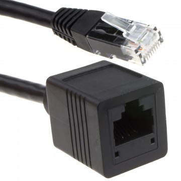 Network CAT6 UTP Ethernet RJ45 Extension Male/Female Cable Black  0.5m