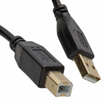 GOLD 24AWG USB 2.0 High Speed Cable Printer Lead A to B BLACK  0.25m