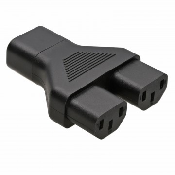 IEC Mains Splitter Plug Y Adapter Block - C14 Socket to 2 x C13 Plugs 10A