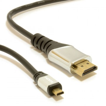 CHROME HQ METAL Micro D HDMI v1.4 High Speed Cable to HDMI 2m