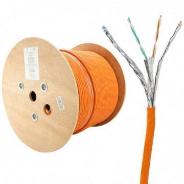 Low Smoke CAT7 Copper 23AWG Ethernet S/FTP Network Cable Reel 305m Orange