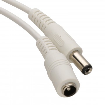 5.5 x 2.1mm DC Power Plug to Socket CCTV Extension Cable  0.5m WHITE