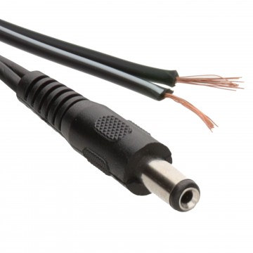 2.1mm x 5.5mm Male DC Plug to Bare Ended Power Cable 2m