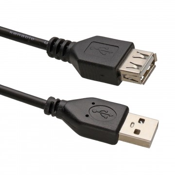 USB 2.0 24AWG High Speed EXTENSION Cable A Plug to Socket BLACK  0.5m 50cm