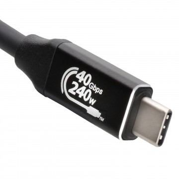 USB4-40 40Gbps 240W USB 4.0 Type C to C Coaxial Cable Metal Plugs 0.5m