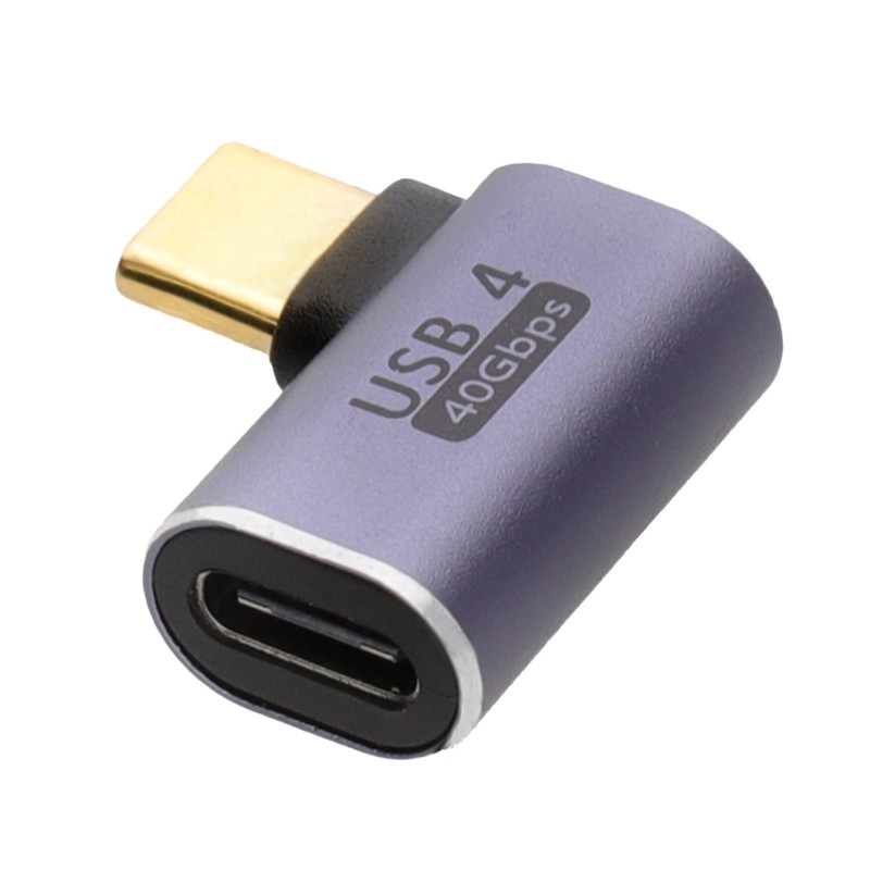 USB4 40 Right Angle Adapter 90/270 Vertical Socket 40Gbps USB-C Male to Female USB4 40 Right Angle Adapter 90/270 Vertical Socket 40Gbps USB-C Male to Female