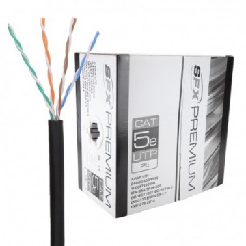 SFX External CAT5e Copper Ethernet Network Cable Reel PE 24AWG UTP 305m Black