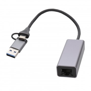 USB 3.1 Type C (USB-C) and USB 3.0 A to RJ45 GIGABIT Ethernet Network Socket