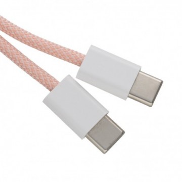 Braided USB-C Cable for iPhone 15 Lead Data/Charging 60W 480Mbps 1.5m Pink