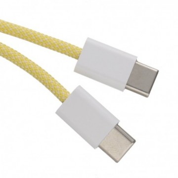Braided USB-C Cable for iPhone 15 Lead Data/Charging 60W 480Mbps 1.5m Yellow