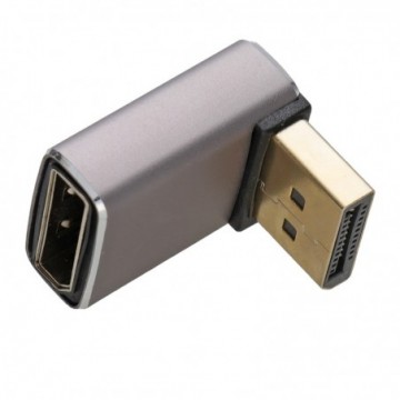 DisplayPort 8K Right Angle Adapter 8K 60Hz 90 Degrees Plug to Socket Vertical