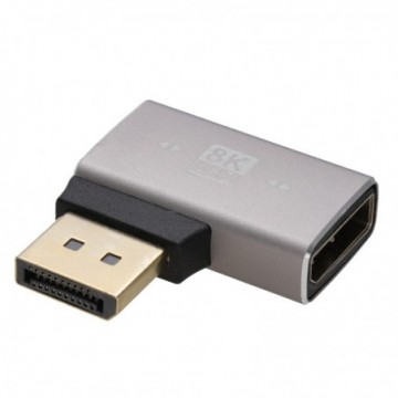 DisplayPort 8K Right Angle Adapter 8K 60Hz 270 Degrees Plug to Socket Horizontal