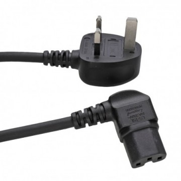 Power Cord UK Plug to Right Angle C15 Hot IEC 3G 1.0mm2 Cable H05RN-F 2m