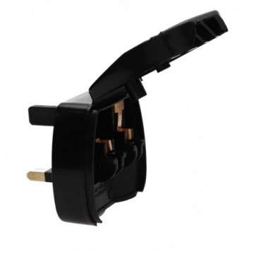Euro 2 Pin to UK Mains Plug Converter with 5A Fuse Black
