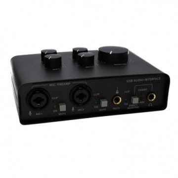 USB Audio Interface 2 Microphone 1 Instrument +48V Phantom Power and Headphones