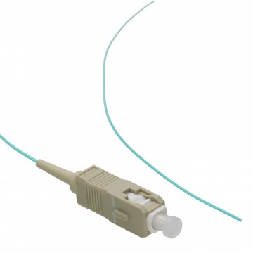 OM3 Fibre Optic SC Pigtail Simplex MM 50 125 Splicing LSZH Cable 1m Aqua