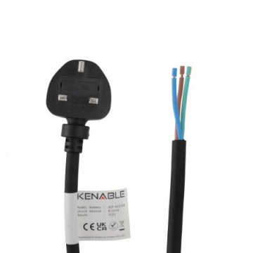 Fully Moulded 3 Pin UK Plug to 1.5mm HO7RN Rubber Cable Stripped Bare Ends 3m