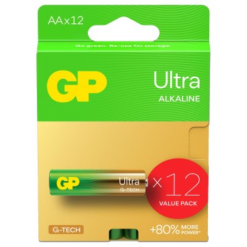 GP AA 1.5V Plus Ultra High Performance Alkaline Battery [12 Pack]