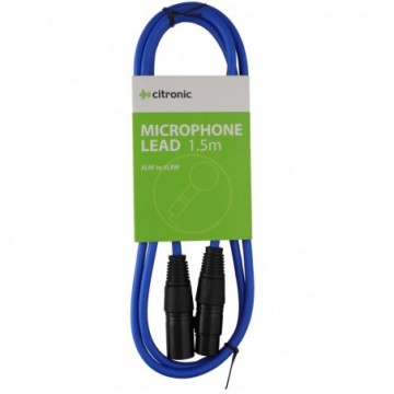 XLR 3 pin Microphone Lead Male to Female Audio Cable Blue 1.5m