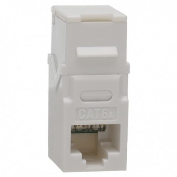 Keystone Pass Through CAT6A 90 Degree RJ45 Coupler for Euromod UTP White