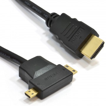HDMI A to Micro D & MINI C HDMI Multi Use Androids & Tablets Cable 2m