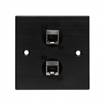 Brushed Dark Aluminium D-Series 2 x Cat 6 Socket Wall Metal Plate